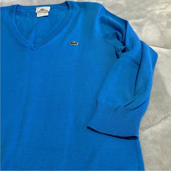 EUC! Lacoste blue 3/4 sleeve sweater. Size 40 which is equivalent to a medium. - Picture 4 of 6